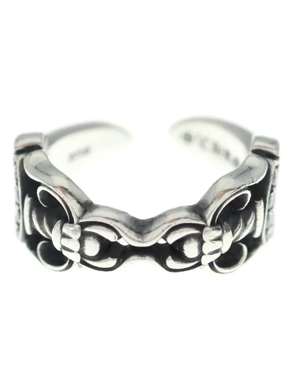Chrome Hearts Dbl Dagger Open P D Double Pave Diamond Ring Silver